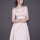 Minimalist Blush Pink Prom Dress ,A-Line High Collar Bow Shoulder Ornament Bodycon Maxi Evening Dress RS1021