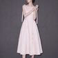 Minimalist Blush Pink Prom Dress ,A-Line High Collar Bow Shoulder Ornament Bodycon Maxi Evening Dress RS1021
