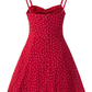 2025 Summer New Red Floral A-line Small Waist Suspender Dress R0911