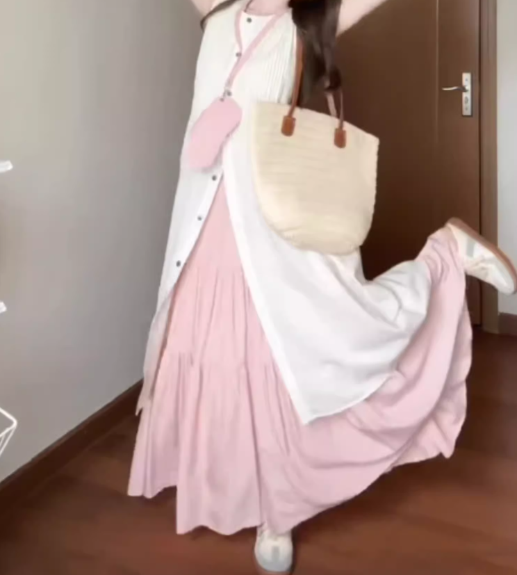 Simple and generous dress minimalist sleeveless vest temperament suit skirt R0758