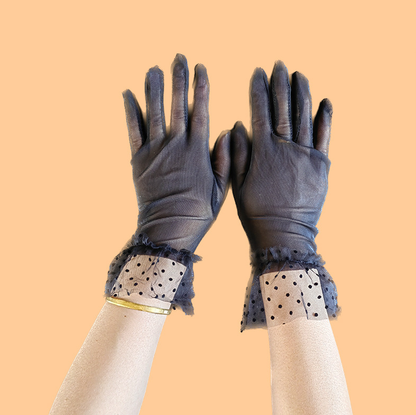 Short mesh lace bridal gloves polka dot lace summer sun protection breathable wedding gloves crystal     S6273