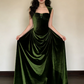 Silky Satin Square Corset Prom Gown , Bud Green Women's Maxi Evening Dress Ball Gown RS2606