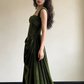 Silky Satin Square Corset Prom Gown , Bud Green Women's Maxi Evening Dress Ball Gown RS2606