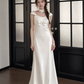 Minimalist White Silky Prom Dress ,A-Line Portrait Elegant Maxi Evening Dress RS1024