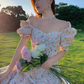 Camellia encounter floral dress holiday style French long skirt R2706