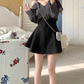 Paired with a complete set of suspender strapless long-sleeved shirt + tie waist skirt two-piece set R0110