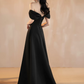 Minimalist Black Prom Dress ,A-Line Bateau Elegant Maxi Evening Dress RS1025