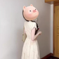 Temperament white v-neck puff sleeve dress female 2025 new beautiful waist slimming a-line long skirt R0478