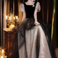 Charming Patchwork Prom Dress ,A-Line Square Puff Sleeves Elegant Maxi Evening Dress RS1026