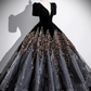 Gorgeous Black Sequins Quinceanera Dress,Ball Gown V-neck Elegant Maxi Evening Dress RS1028