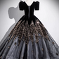 Gorgeous Black Sequins Quinceanera Dress,Ball Gown V-neck Elegant Maxi Evening Dress RS1028