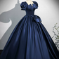 Elegant Navy Celebrity Dress,Ball Gown Square Bow Waist Ornament Maxi Evening Dress RS1029