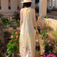 French retro hollow embroidery halter neck dress loose slim sleeveless holiday style long dress R0193