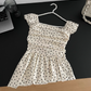 French style small flying sleeve polka dot dress temperament slim long skirt design R2052