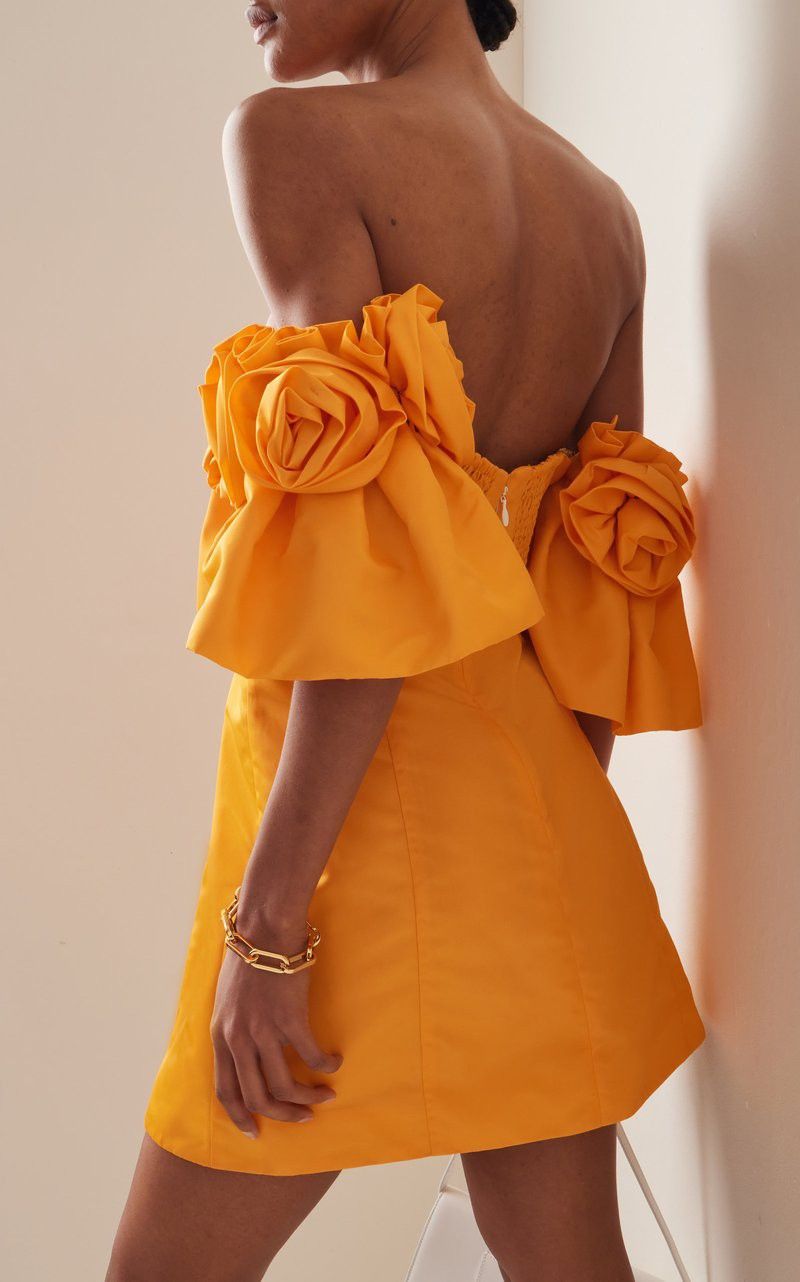 Retro yellow tube top design sleeves waist slim sexy short skirt homecoming dress R3665