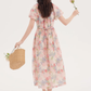 Tea break French beautiful dress 2025 new floral dress waist temperament long dress R2388