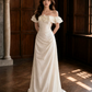 Gentle Bateau Corset Prom Gown , White Women's Maxi Evening Dress Ball Gown RS2607