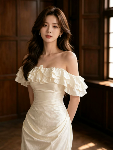 Gentle Bateau Corset Prom Gown , White Women's Maxi Evening Dress Ball Gown RS2607