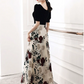 Charming Patchwork Prom Dress for Women,A-Line Square-neck Floral Pattern Maxi Evening Dress RS1032