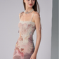 Lace fishbone print dress summer lace patchwork waist bag hip skirt R3334