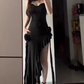 French pure desire ruffled suspender dress plus size sexy hot girl irregular slit hip skirt R1839