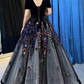Gorgeous Black Sequins Prom Dress for Women,A-Line V-neck Beaded Maxi Evening Dress RS1034