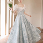 Elegant Patchwork Quinceanera Dress for Women,A-Line Square-neck Embroidery Maxi Evening Dress RS1035