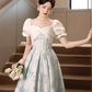 Elegant Patchwork Quinceanera Dress for Women,A-Line Square-neck Embroidery Maxi Evening Dress RS1035