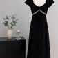 Neckline lace polka dot long skirt French style waist slimming skirt R2048