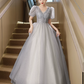 Glitter Sliver Sequins Prom Dress for Women,A-Line V-neck Puff Sleeves Maxi Evening Dress RS1036