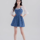 Summer new high waist skirt square neck denim dress design niche temperament sweet short skirt R4142