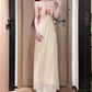 Flower V-neck suspender dress gentle temperament beautiful summer skirt R0729