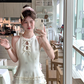 Solid color halter neck sleeveless waist dress summer French temperament retro skirt R4703