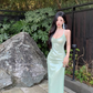 Seaside holiday style sexy backless suspender dress royal sister socialite high-end wear sequin dress R0482