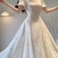 Platycodon French first love dress high-grade gentle temperament unique beautiful waist A-line long skirt R0452