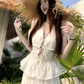 Fairy's complete outfit: strappy v-neck lace vest skirt two-piece set R1738