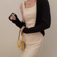 Square neck pleated slim waist suspenders long short hip-wrapped slit dress R1481