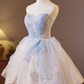 Dreamy Sequins Homecoming Dress ,A-Line Sweetheart Tulle Corset Short Prom Dress RS810