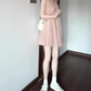 Gentle temperament pink mesh sling dress beautiful loose A-line short skirt R0723