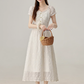 2025 summer new French high-end white dress short-sleeved skirt R1892