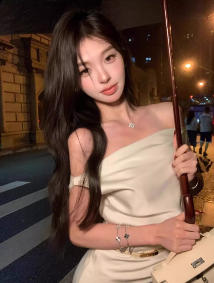 French style swing collar off-shoulder dress 2025 temperament satin fishtail high-end skirt R1479