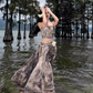 Travel wear tie-dye skirt a-line skirt temperament tube top suit women's two-piece suit R1571