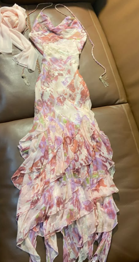 Charming Floral Prom Dress,Sheath Halter Chiffon Frilled Corset Maxi Party Dress Cami Dress RS1048