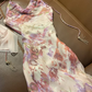 Charming Floral Prom Dress,Sheath Halter Chiffon Frilled Corset Maxi Party Dress Cami Dress RS1048