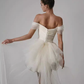 French White Satin One Shoulder Evening Gown Homecoming Dress R2978