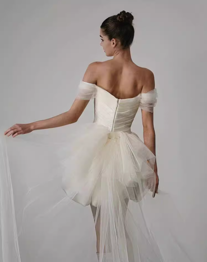 French White Satin One Shoulder Evening Gown Homecoming Dress R2978