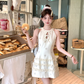 Solid color halter neck sleeveless waist dress for women summer French temperament retro skirt R4747