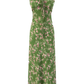 2025 Summer New Green Floral Seaside Vacation Mid-Length Suspender Dress R0941