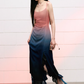 Design suspender dress high waist summer waist slimming gradient irregular long skirt R3328