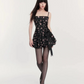 Black halter waist pleated floral bud short skirt homecoming dress R5263